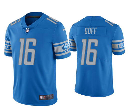 Men's Detroit Lions #16 Jared Goff 2021 Blue Vapor Untouchable Limited Stitched Jersey